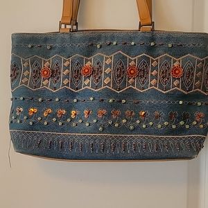 Vintage beaded embroidered Prezzo denim bag